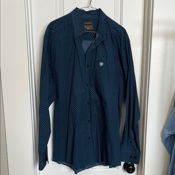 Blue Patterned Button-Up Shirt - Picture 1 of 3